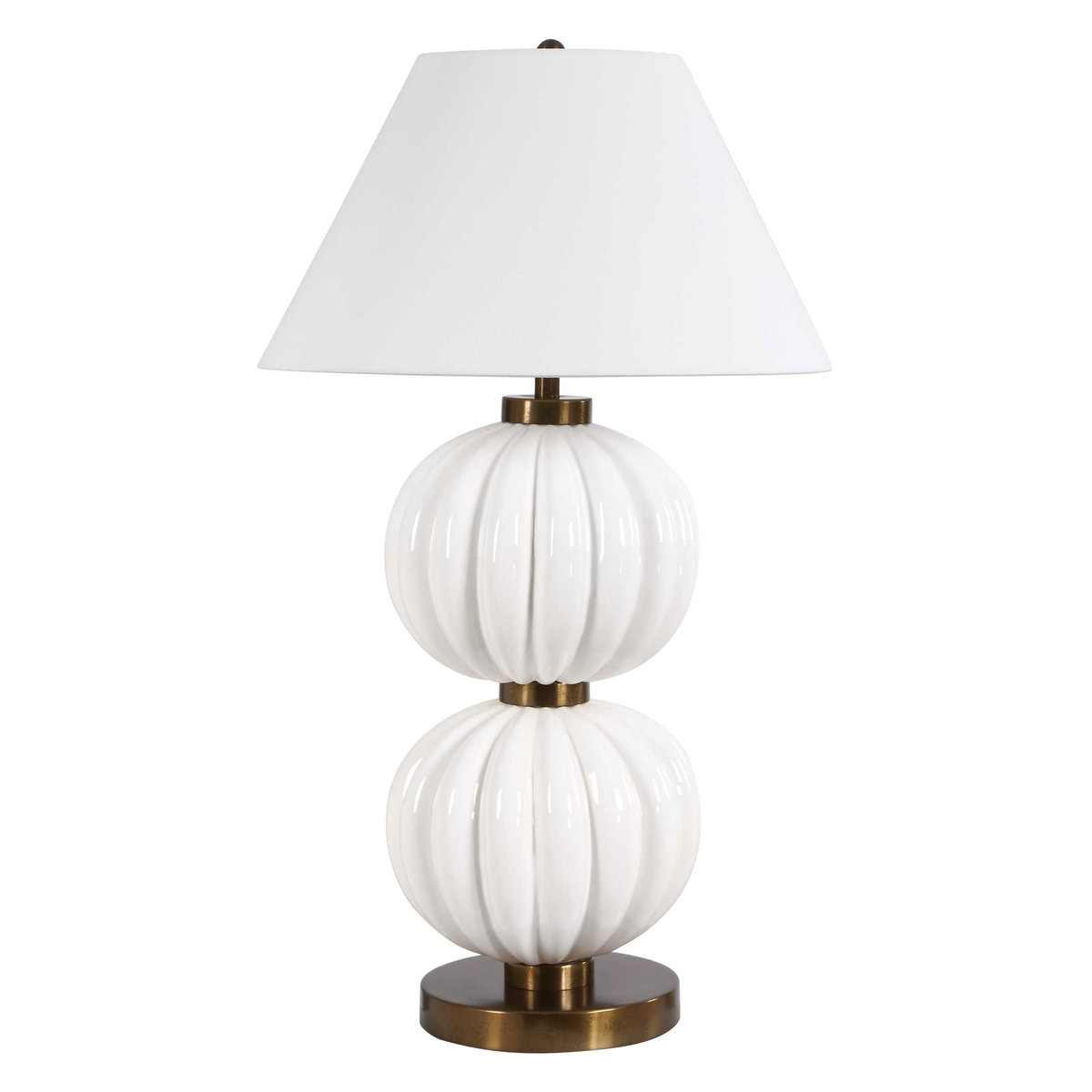 Irena White Sphere Table Lamp, by Uttermost, 22" width x 38.5" height x 22" depth View 4