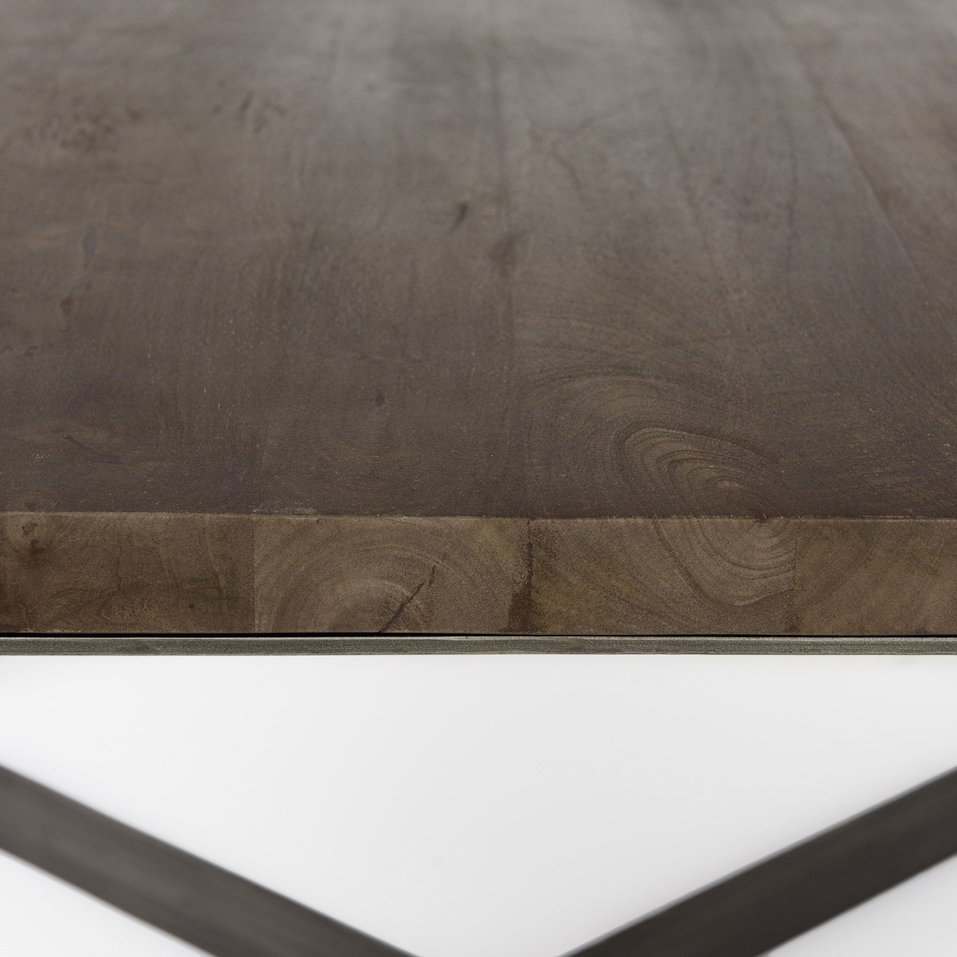 Faye 34L x 34W x 17H Medium Brown Wood with Antique Nickel Metal Base Square Coffee Table large image 