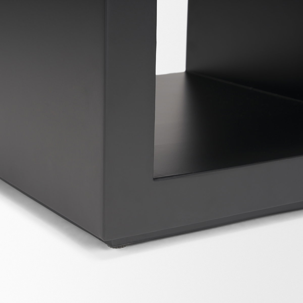 Vondra Matte Black Metal with Open Shelves Side table, Side & End Table by Mercana, 18" length x 18" width x 21.75" height View 10
