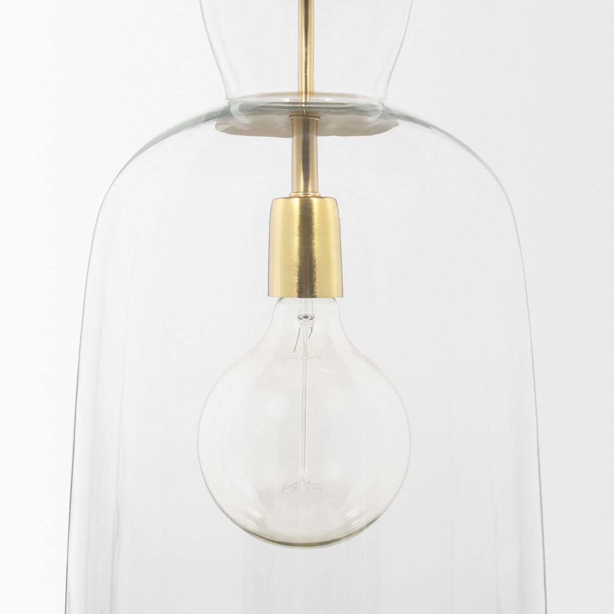 Sadah Tall Clear Blown Glass with Gold Metal Pendant Light, by Mercana, 11.25" length x 11.25" width x 21" height View 7