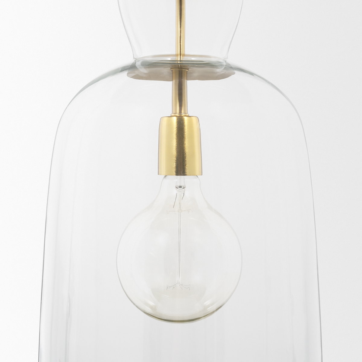 Sadah Tall Clear Blown Glass with Gold Metal Pendant Light, by Mercana, 11.25" length x 11.25" width x 21" height View 7