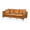 Lake Como 85.8W Tan Leather Three Seater Sofa, Sofas & Sectional by Mercana, 85.83" length x 36.61" width x 32.28" height thumbnail 1