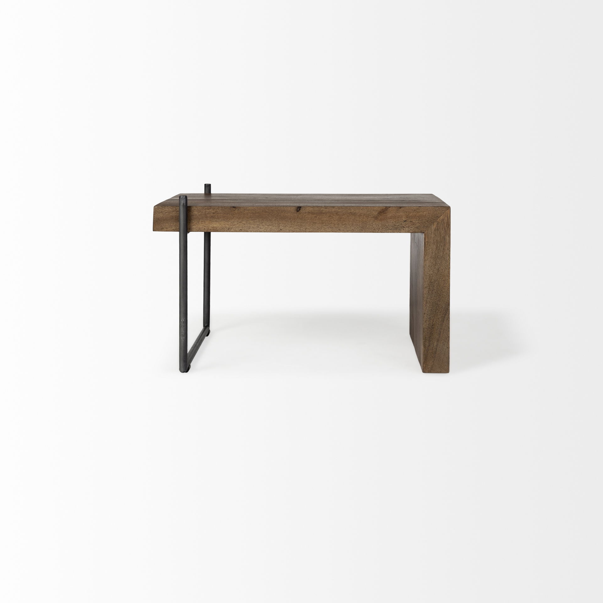 Maddox Set of 2 Brown Solid Wood Top Black Metal Base Nesting Coffee Tables large image 
