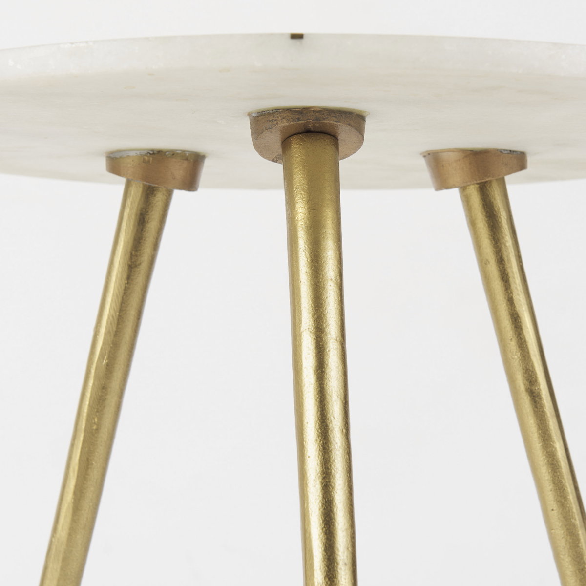 Vivienne  White Marble with Antique Gold Metal Round Large Accent Table, Side & End Table by Mercana, 18" length x 18" width x 23" height View 8