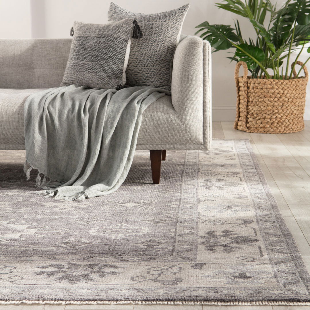 Rivas Hand-Knotted Medallion Gray Area Rug large image 