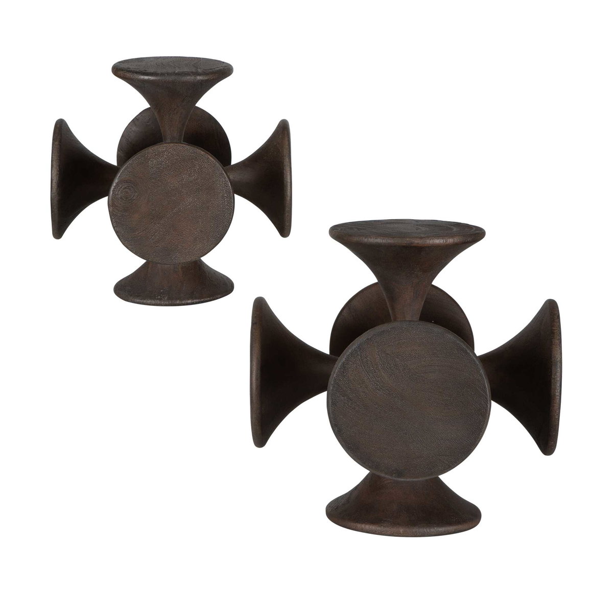 Balanced Harmony Dark Wooden Sculptures Set/2, Figurines & Statue by Uttermost, 10" width x 10" height x 10" depth View 5