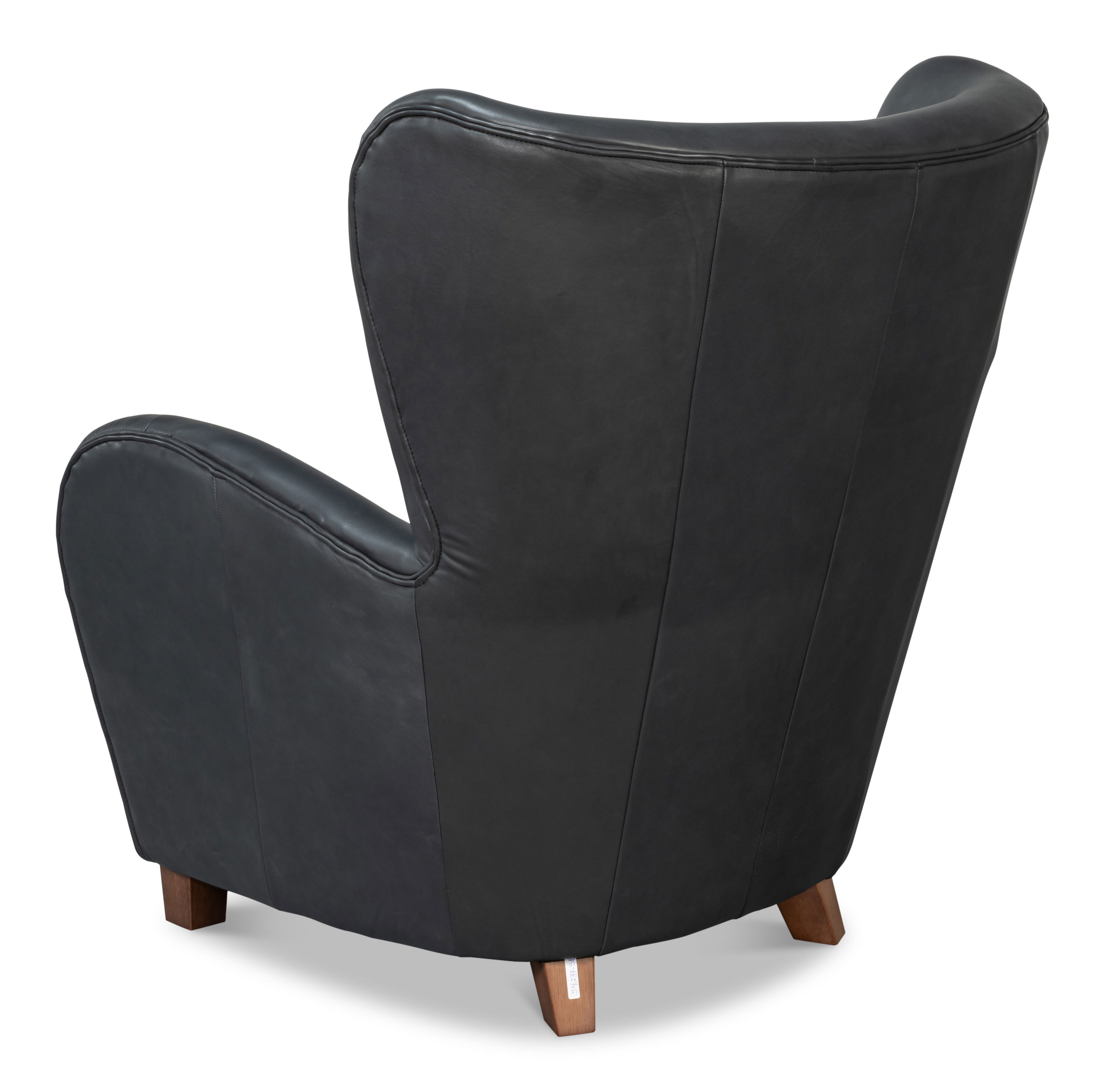 Lombard Wing Chair,Santoni Black Leather large image 