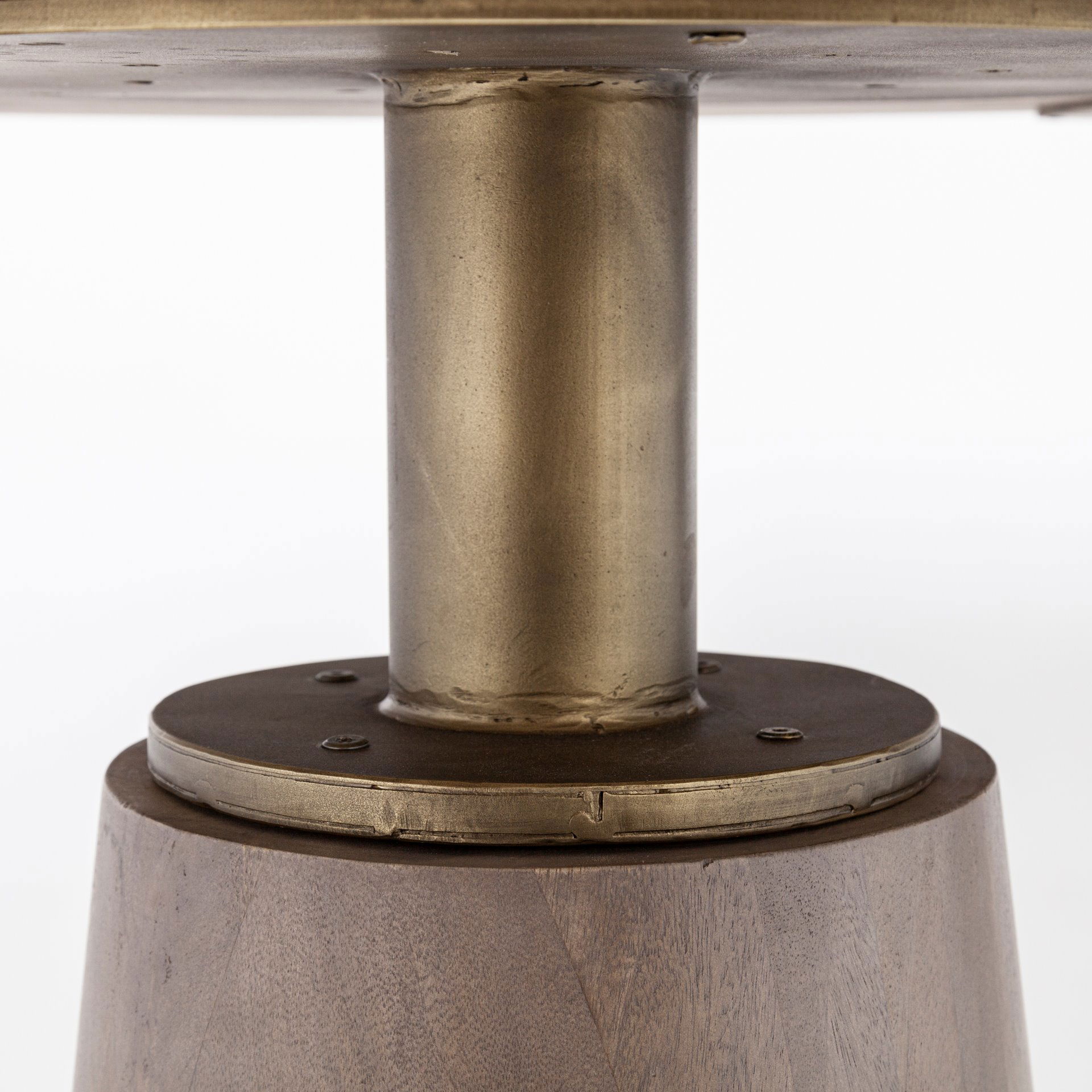 Maxwell II 54' Round Brown Solid Wood Top Brown Wood/Gold Metal Base Dining Table large image 