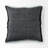 Malia 20x20 Black and Teal Fabric Fringed Pillow Cover, Decorative Pillow by Mercana, 20" length x 20" width x 0.2" height thumbnail 5