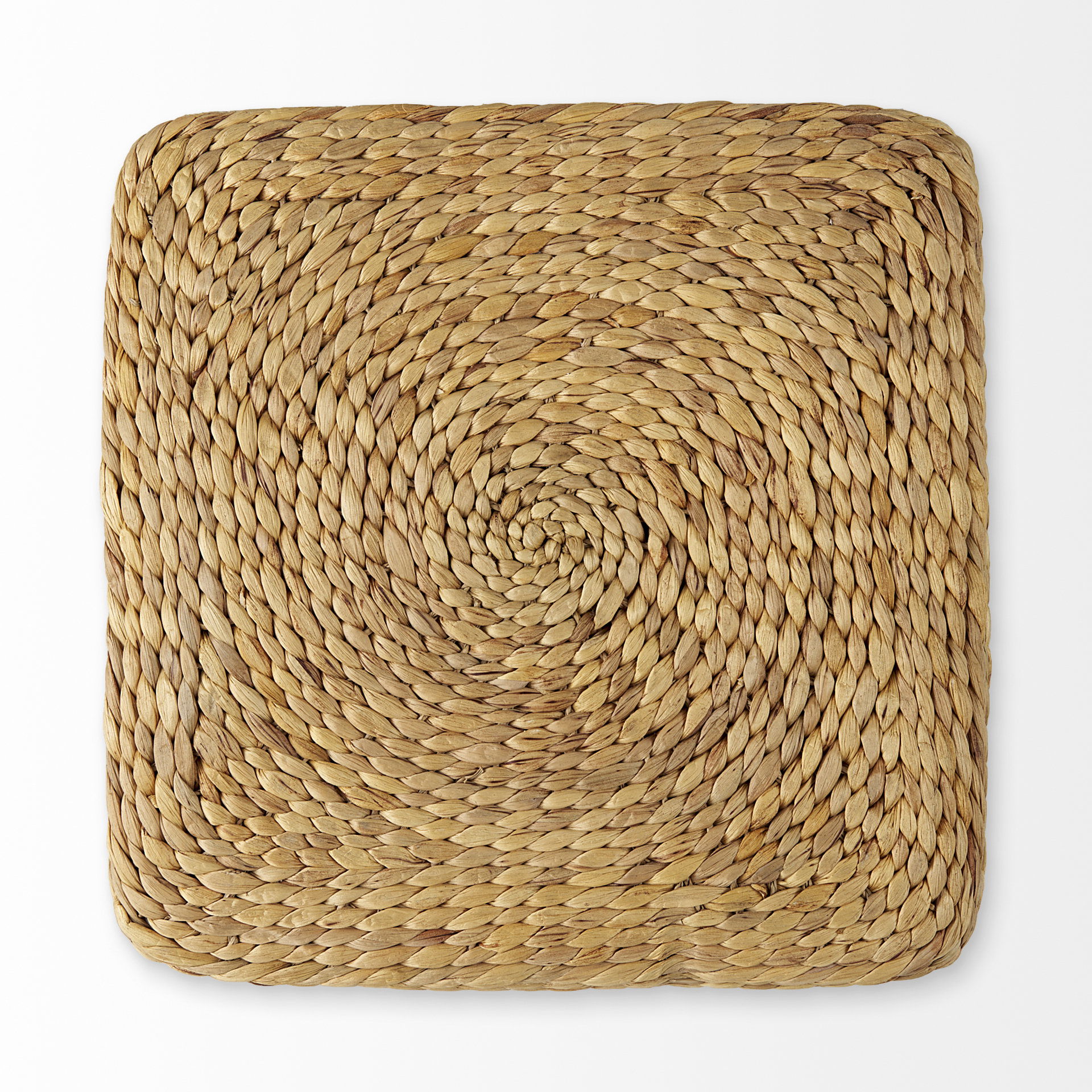 Maya  Light Brown with Medium Brown Stripes Seagrass Square Pouf, Ottoman by Mercana, 17.72" length x 17.72" width x 17.72" height View 5