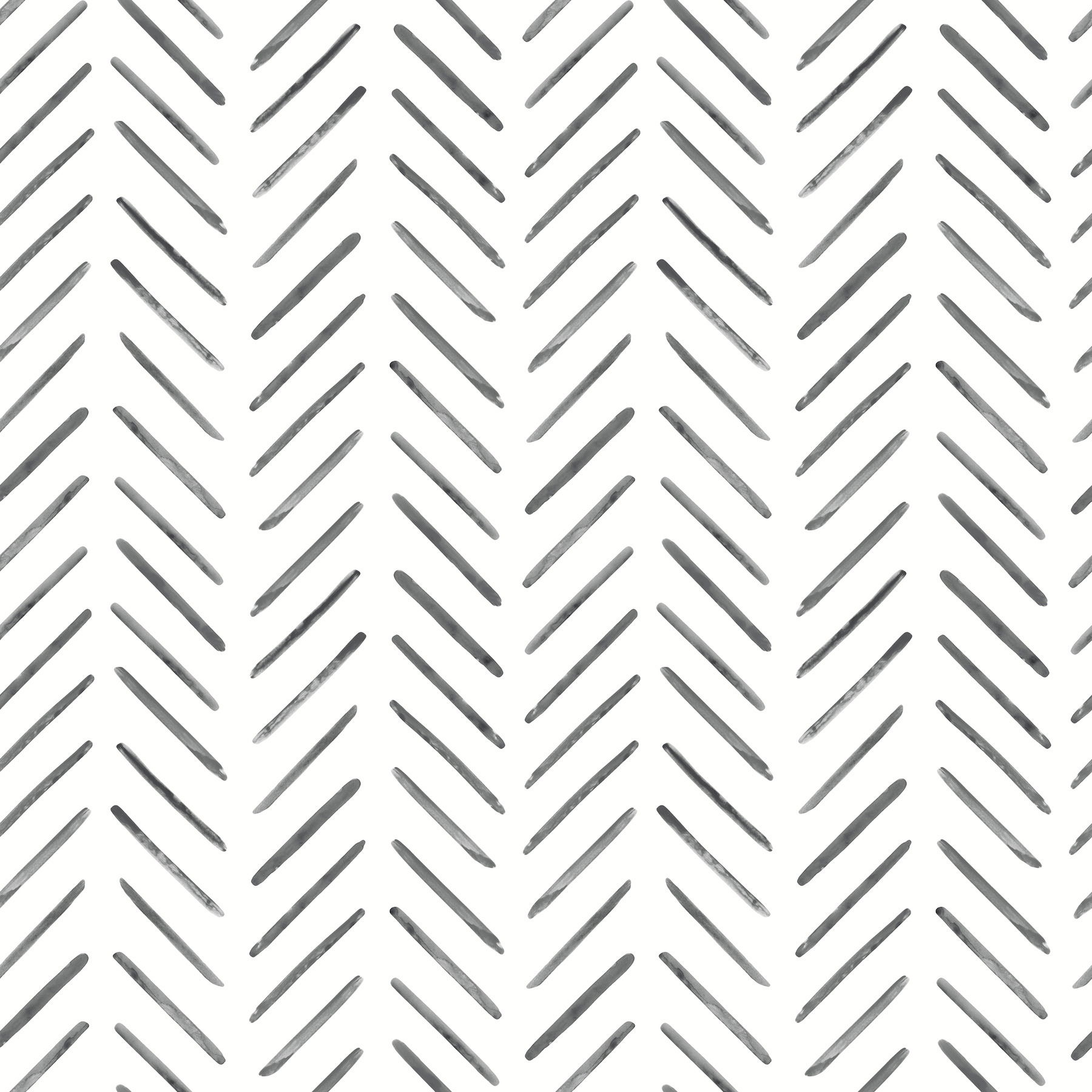 Painted Herringbone Black Peel & Stick Wallpaper large image 