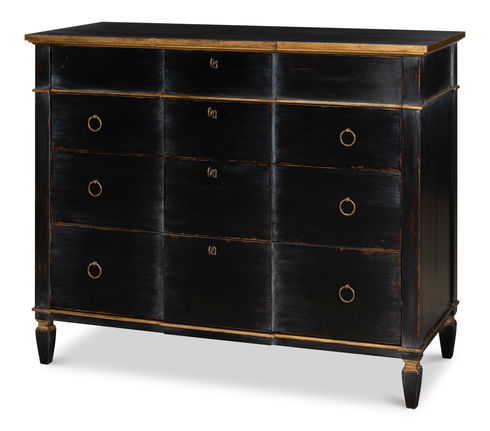 Azzalene Single Dresser  Black W/Gold