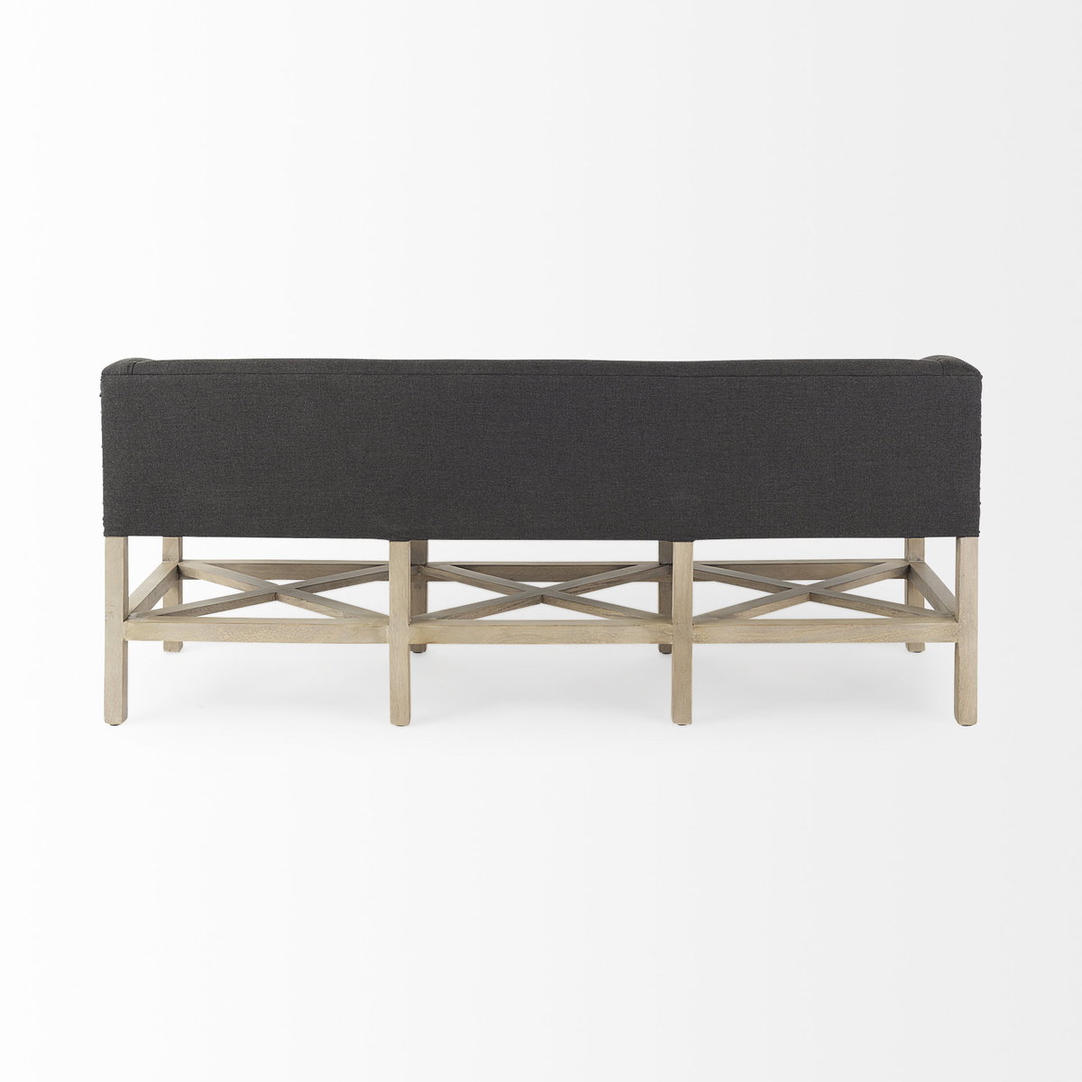 Bergen  Dark Gray Fabric with Light Brown Wooden Base Accent Bench, Benche by Mercana, 60" length x 19" width x 25.5" height View 6