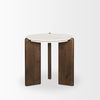 Rumer Dark Brown Wood with White Marble Side Table, Side & End Table by Mercana, 21" length x 21" width x 20" height thumbnail 6