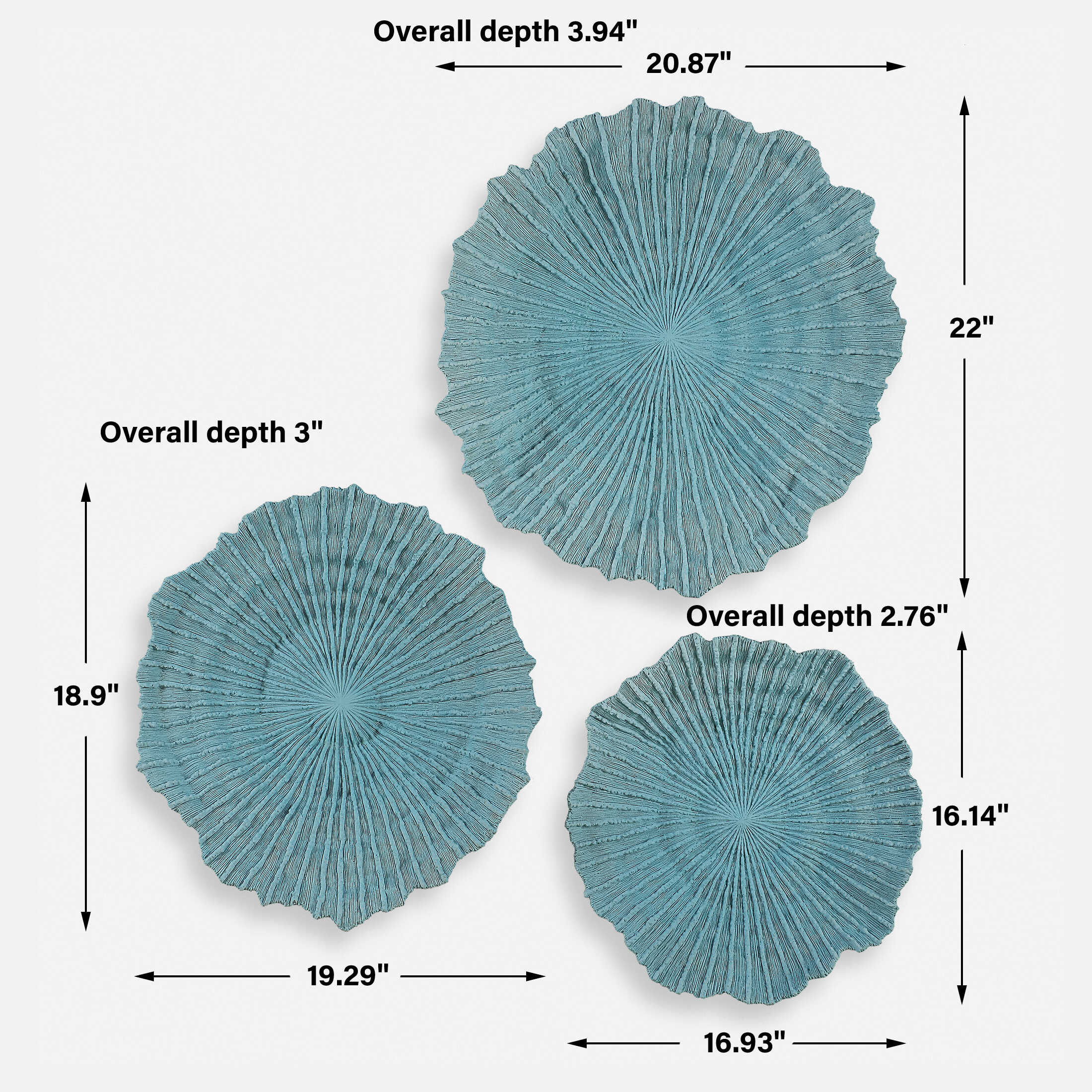 Ocean Gems Blue Wall Decor Set/3 large image 