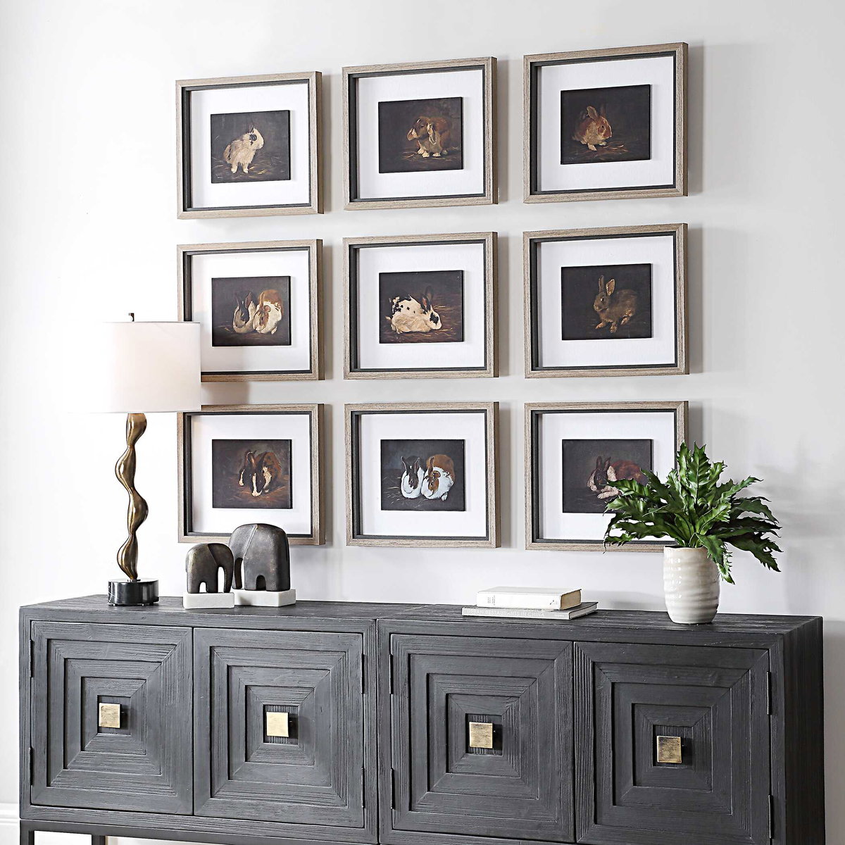 Resting Bunny Framed Prints Set/9, by Uttermost, 1'6" width x 1'4" height x 1.75" depth View 4
