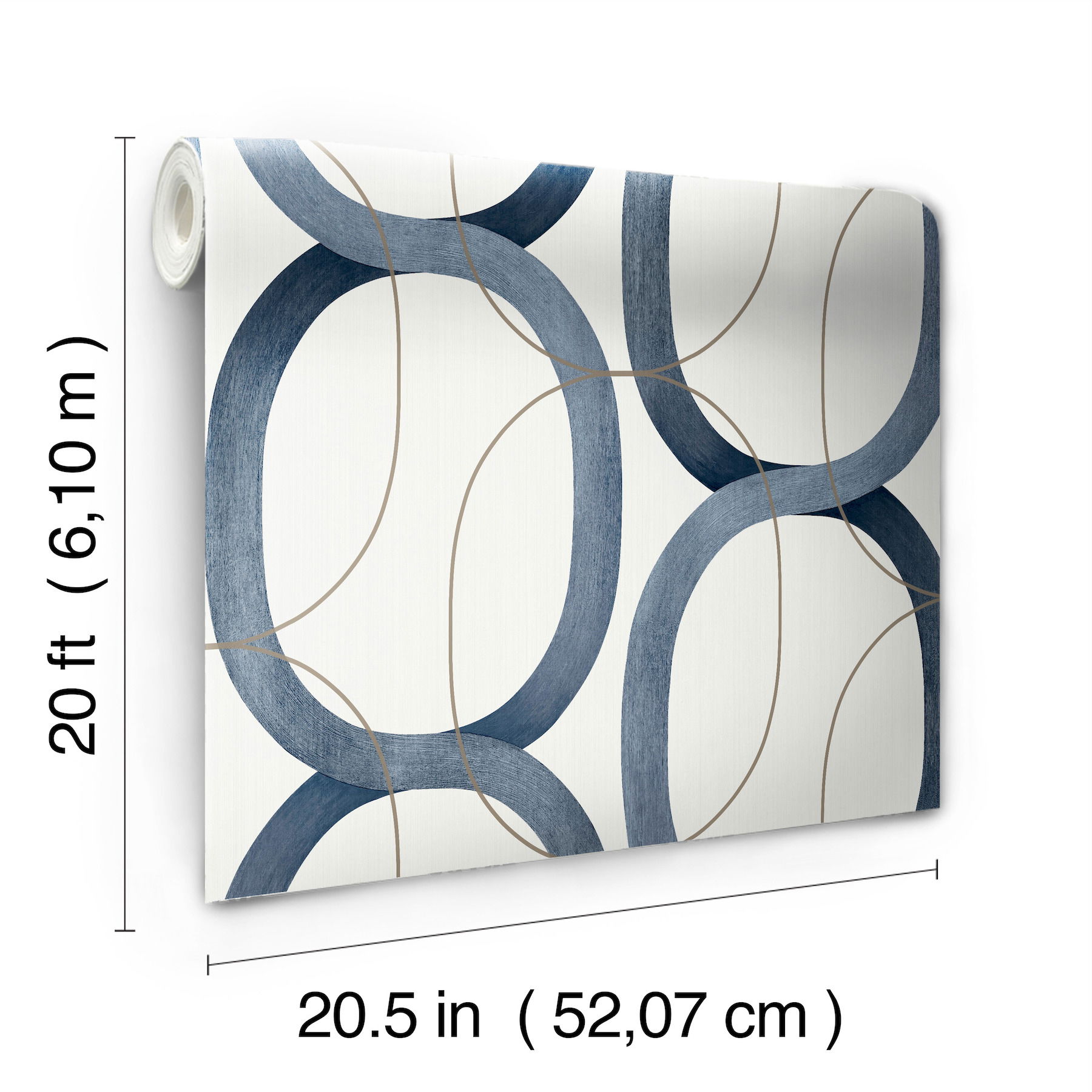 Interlock Navy Peel & Stick Wallpaper large image 