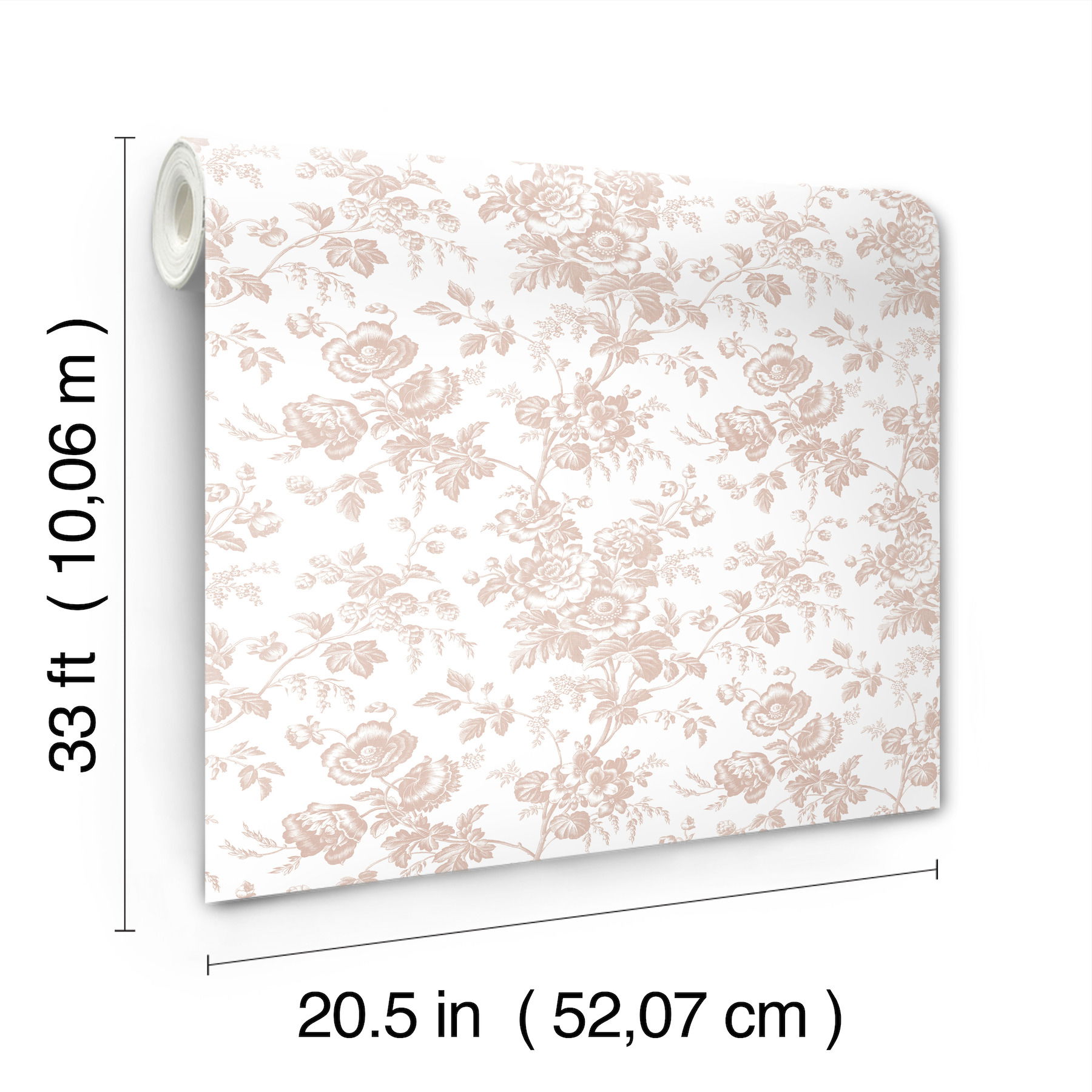 Anemone Toile Blush Wallpaper, by York Wall, 33' length x 1'8.5" width x 0.02" depth View 8