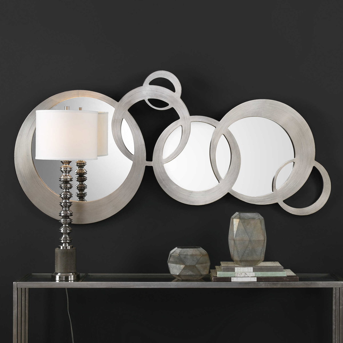 Odiana Silver Rings Modern Mirror, by Uttermost, 33" width x 70" height x 1" depth View 4