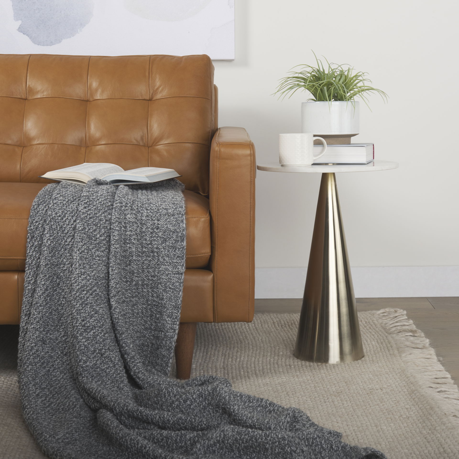 Olaf  Tan Leather Sofa, Sofas & Sectional by Mercana, 88.19" length x 37.8" width x 35.04" height View 3