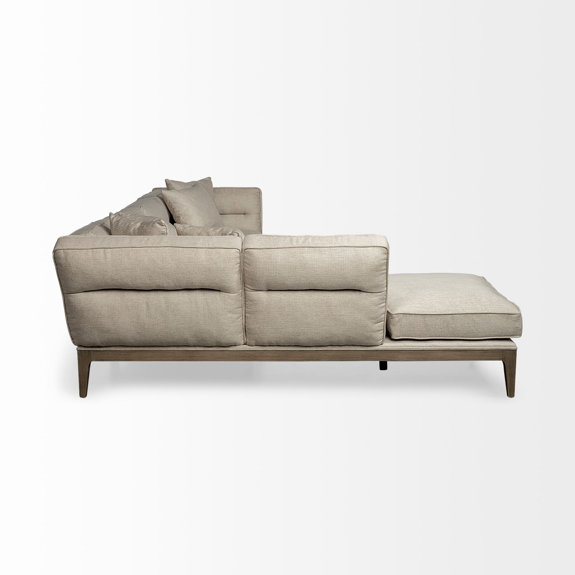 Denali IV 121' Beige Upholstered Wooden Frame Left Four Seater Sectional, Sectional Sofa by Mercana, 121" length x 86" width x 30.25" height View 4