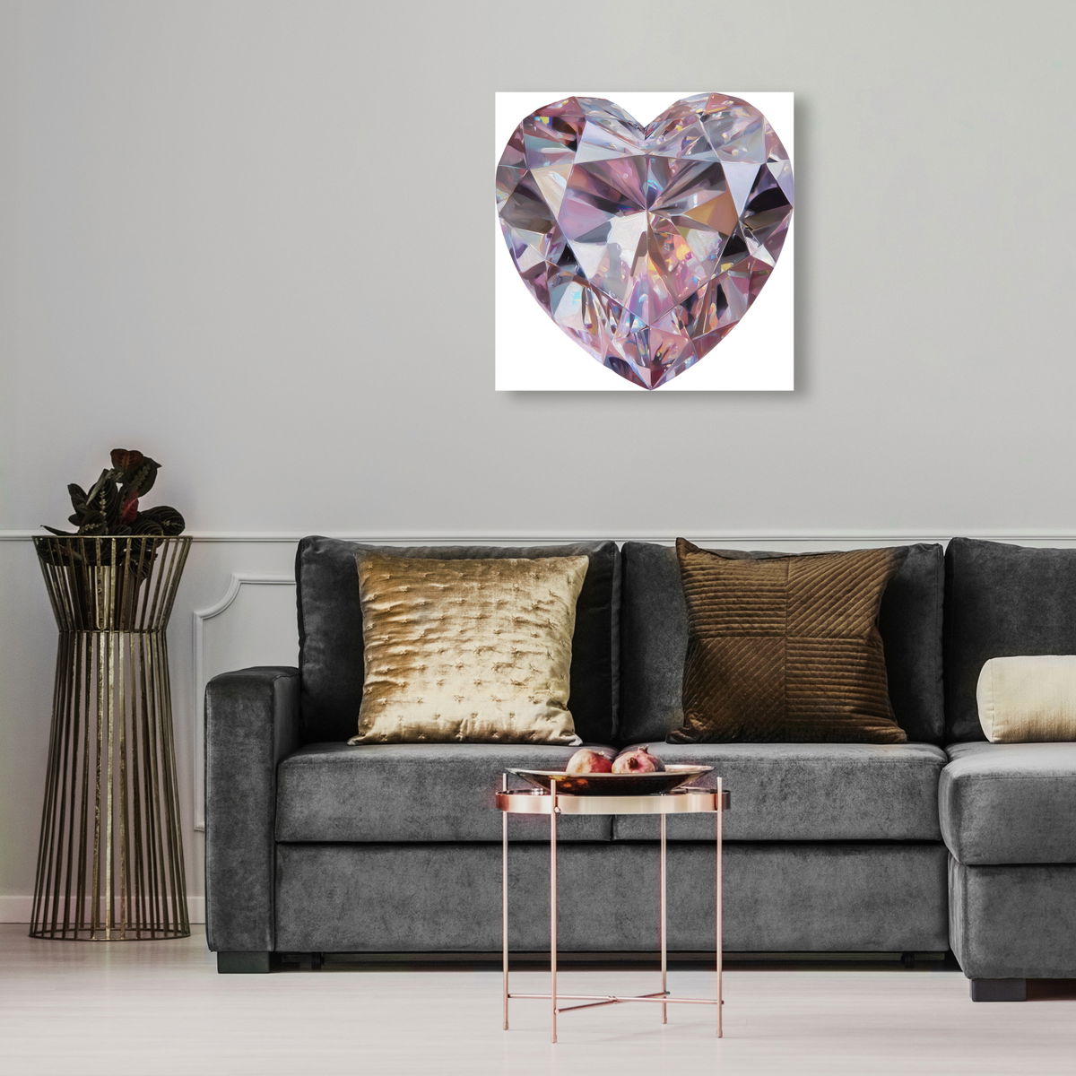 Pink Diamond Heart (No Embellishment), by Oliver Gal,  20x20 View 2