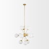 Barbara Brushed Gold Metal with Frosted Glass Globes 11-Light Chandelier, by Mercana, 31.5" length x 31.5" width x 31.5" height thumbnail 4