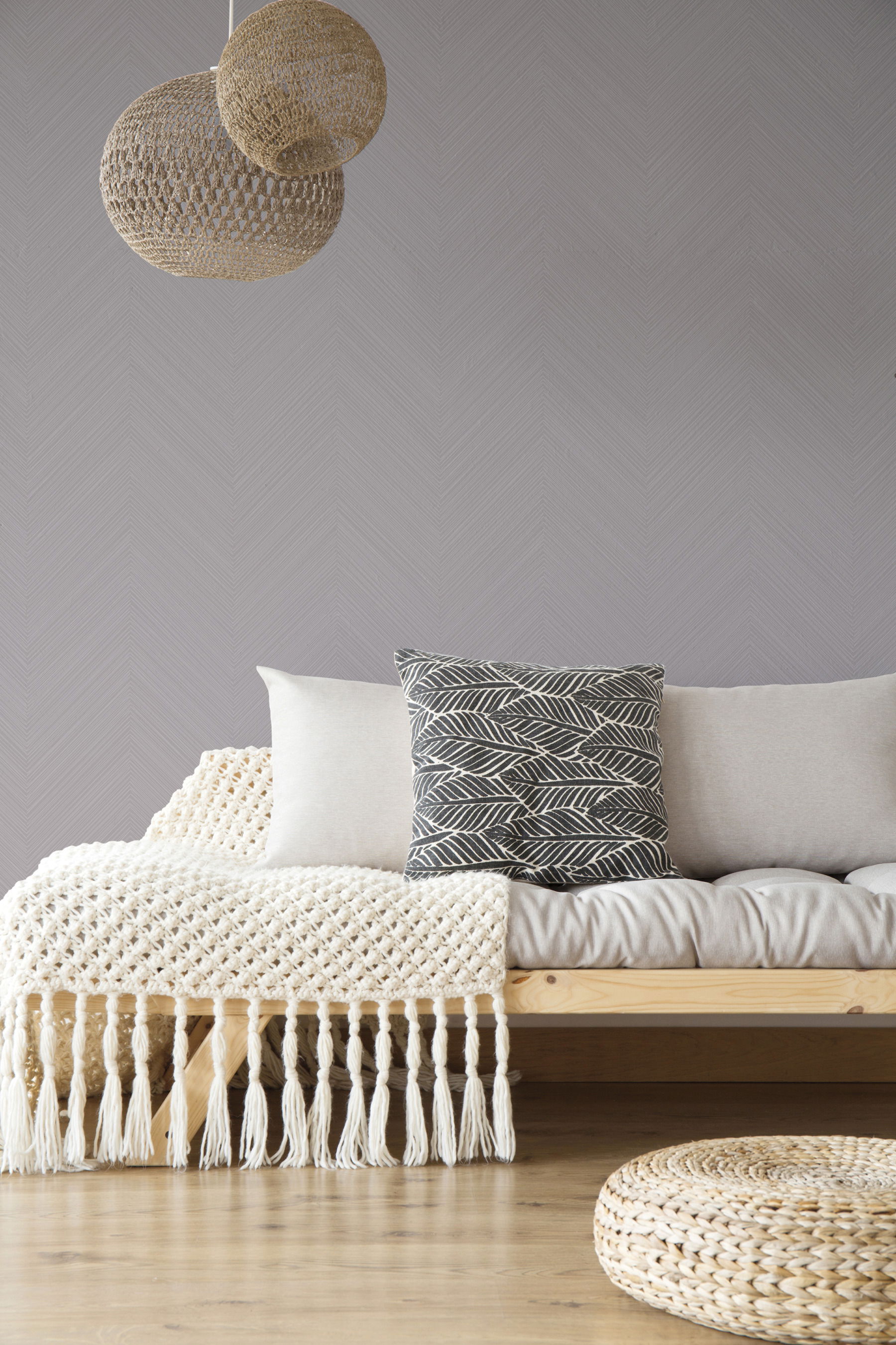 Lavender Grey Swept Chevron Wallpaper large image 
