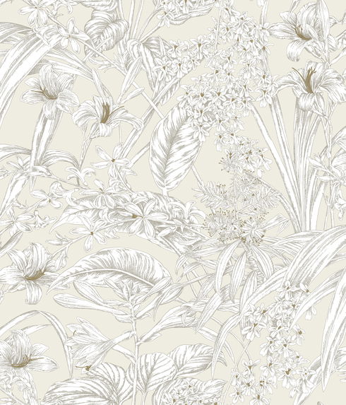 Orchid Conservatory Toile Beige & Taupe Wallpaper
