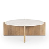 Bianca Light Brown Wood with Round Marble Top Coffee Table, by Mercana, 48" length x 48" width x 16" height thumbnail 7