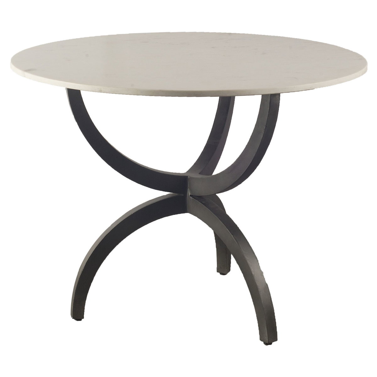 Veneto 40' Round Dining Table | Modern | White Marble & Black Metal | Seats 4, by Mercana, 40" length x 40" width x 30" height View 1