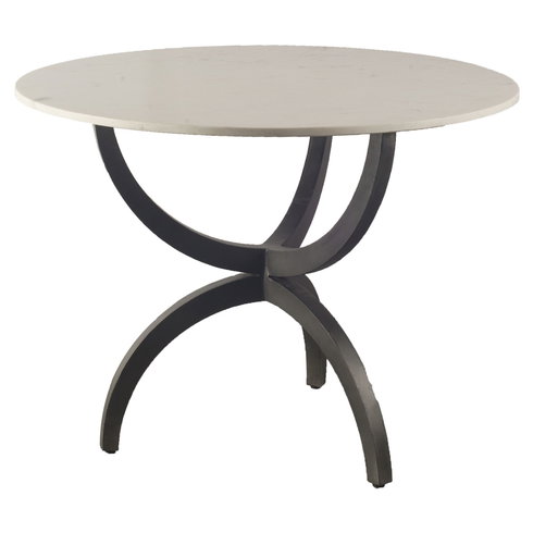 Veneto 40" Round Dining Table | Modern | White Marble & Black Metal | Seats 4