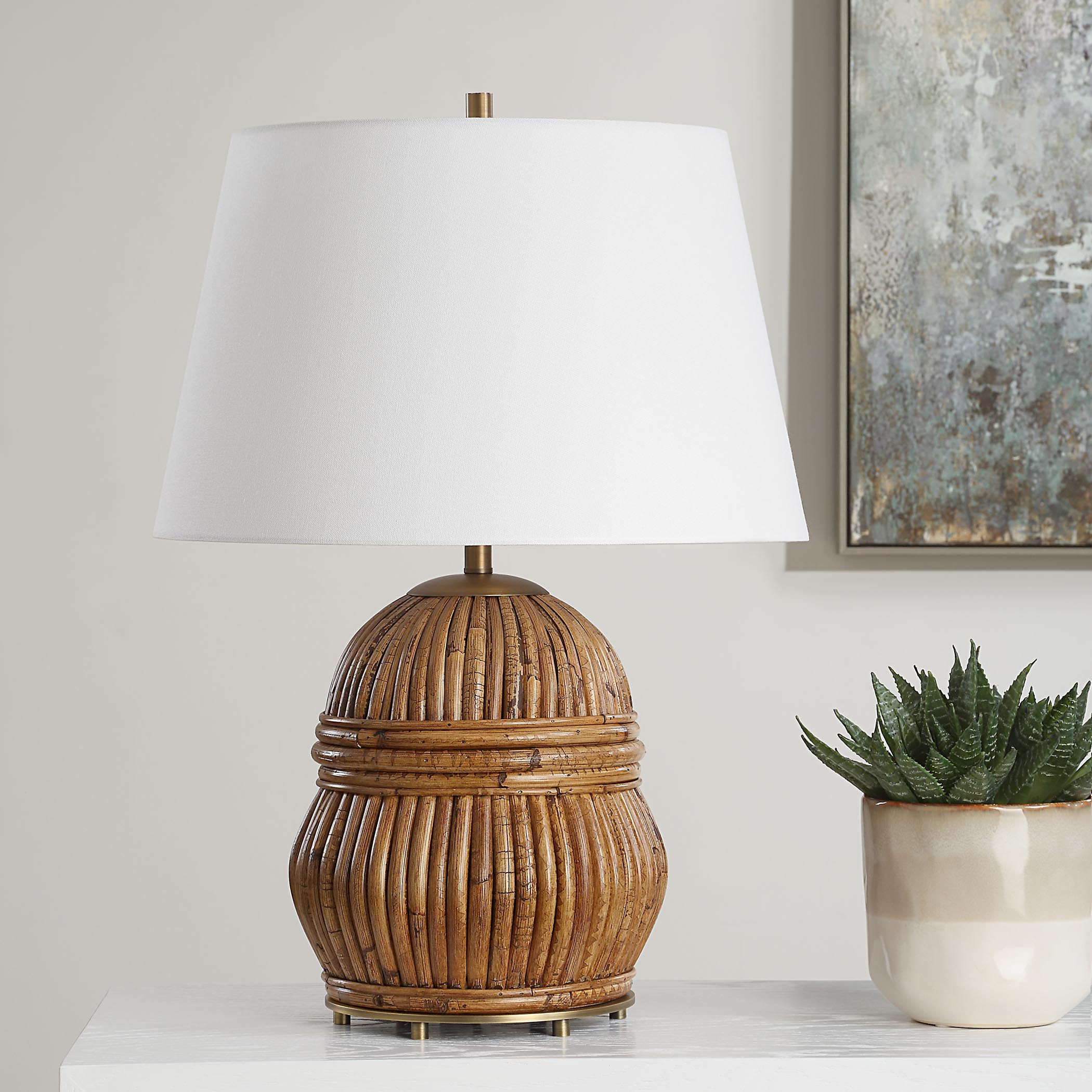 Reed Honey Rattan Table Lamp large image 