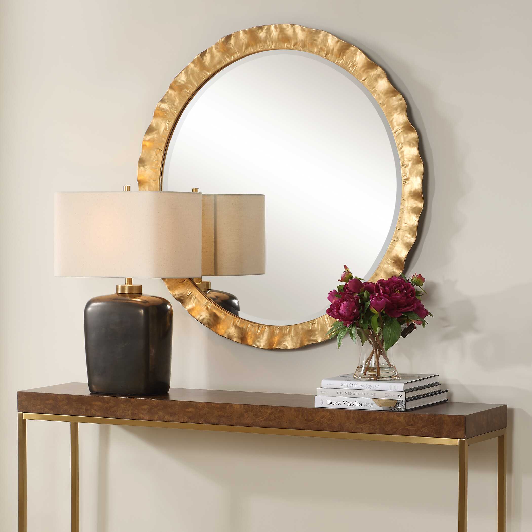 Haya Round Gold Mirror large image 