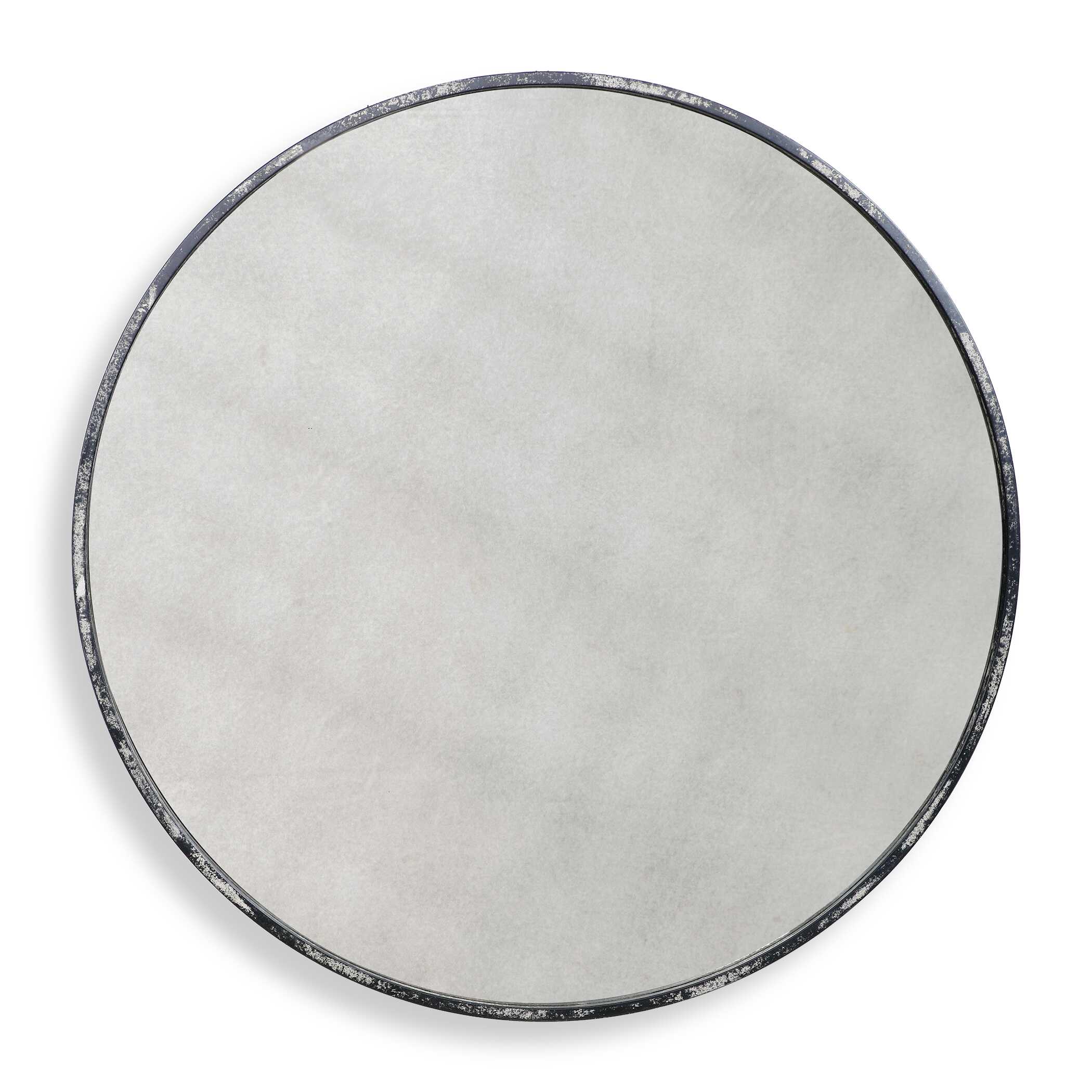 Junius Antique White Round Mirror large image 