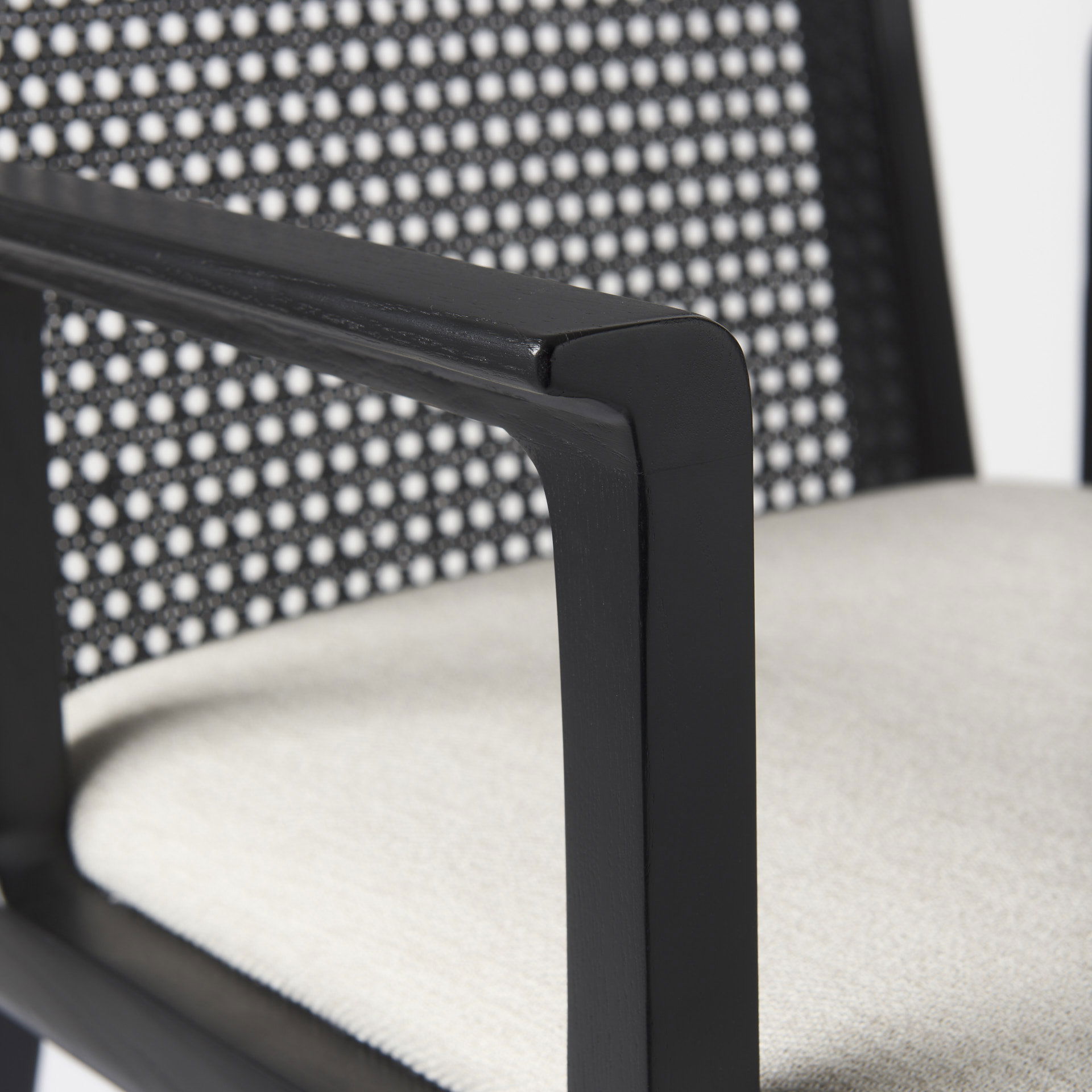 Clara Black Wood with Cream Fabric Seat and Cane Back Dining Chair large image 