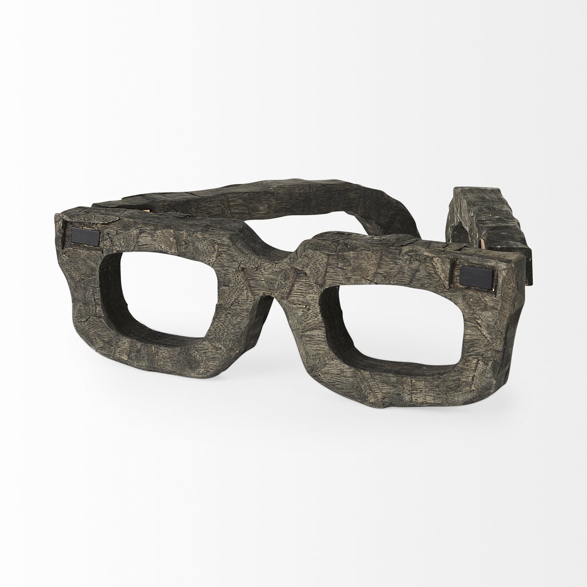 Elliot 13L x 14W Brown Wooden Eyeglasses, Decorative Object by Mercana, 13.39" length x 13.78" width x 4.75" height View 9