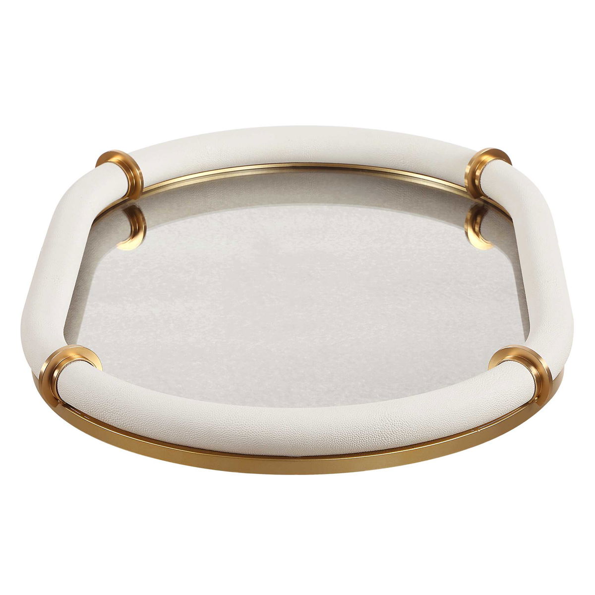 Cyprus Leather Oval Tray, Decorative Tray by Uttermost, 24" width x 2" height x 16" depth View 7