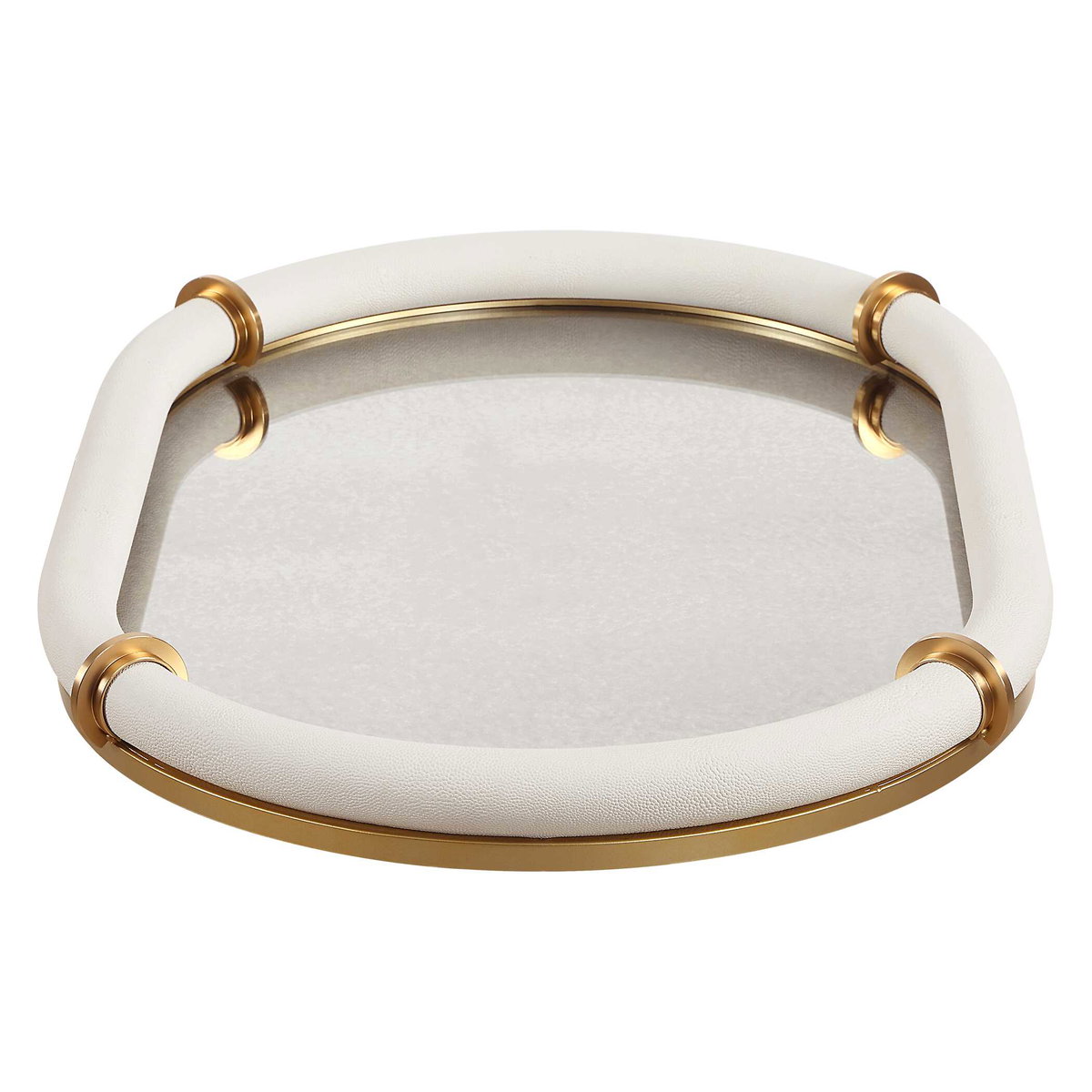 Cyprus Leather Oval Tray, Decorative Tray by Uttermost, 24" width x 2" height x 16" depth View 7