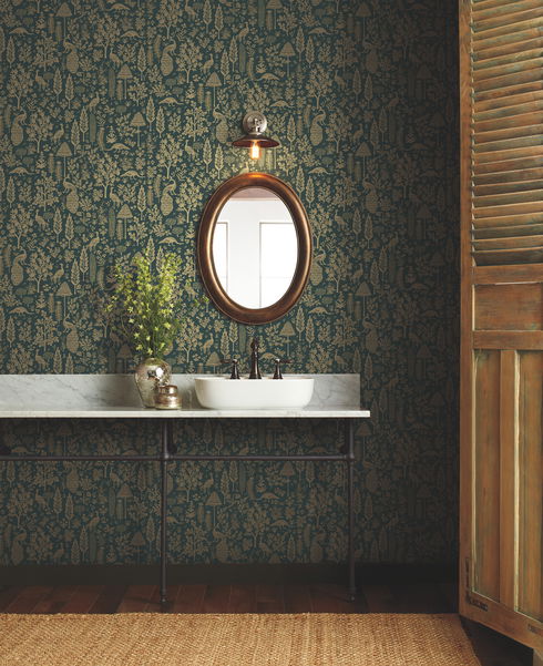Menagerie Toile Brown Wallpaper