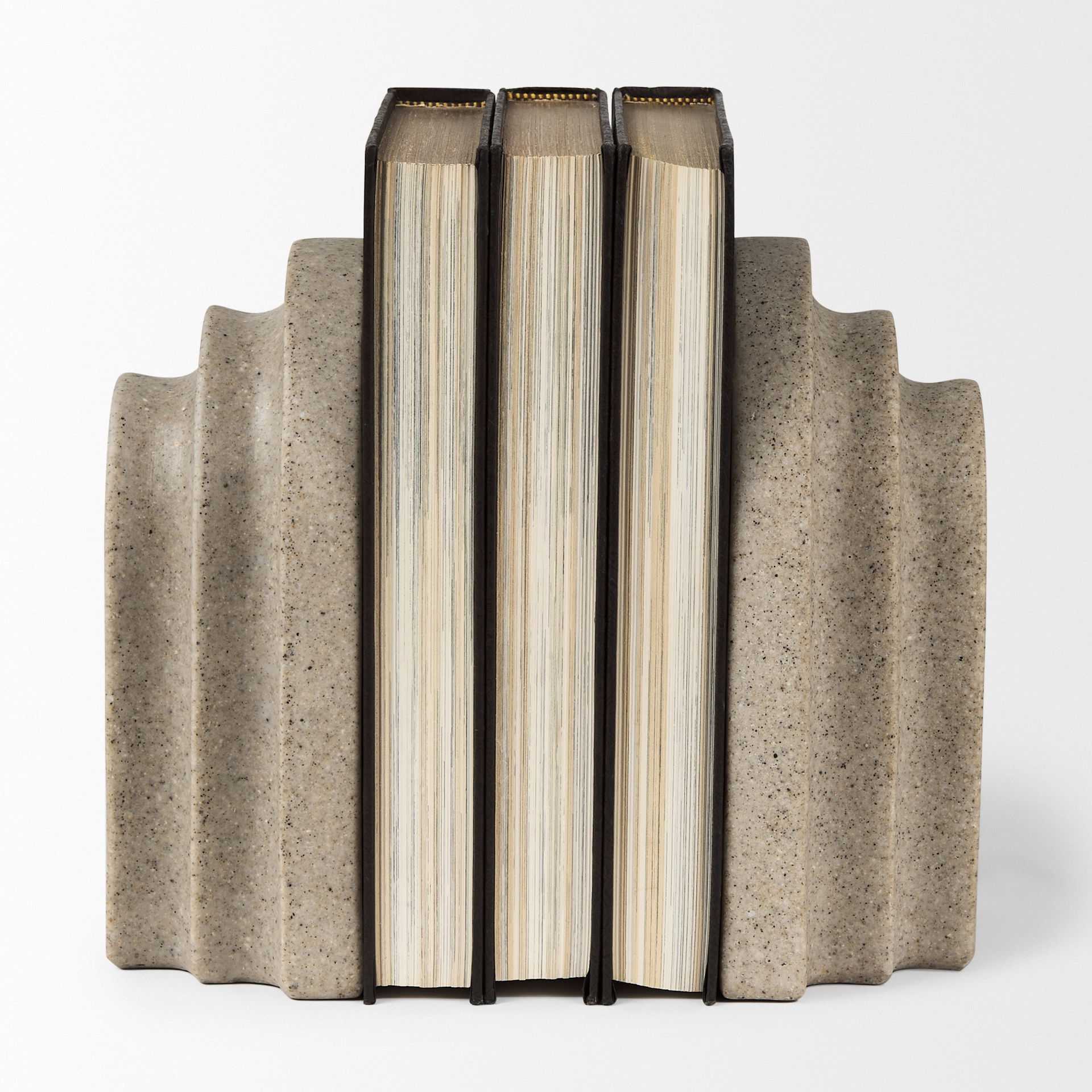 Empire Sandstone Resin Arc Book End Set, Bookend by Mercana, 14.57" length x 4.92" width x 10.24" height View 5