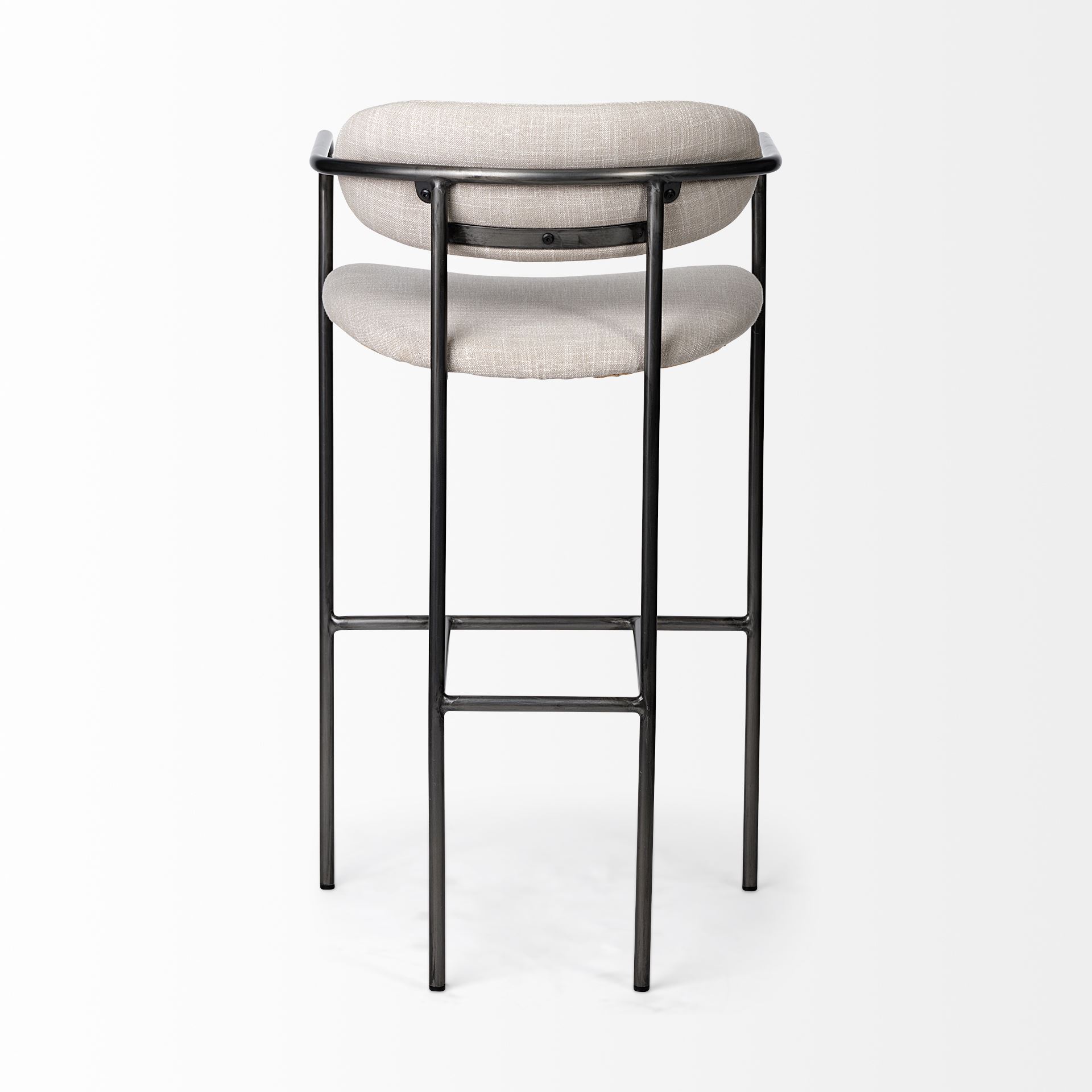 Parker 30' Seat Height Beige Fabric Seat Gun Metal Grey Metal Bar Stool large image 