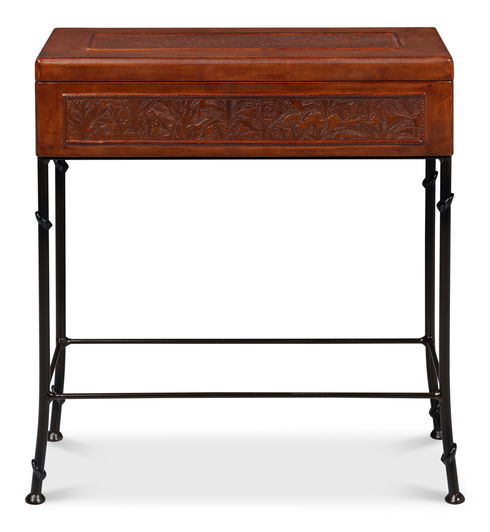 Botanical Leather Box On Stand