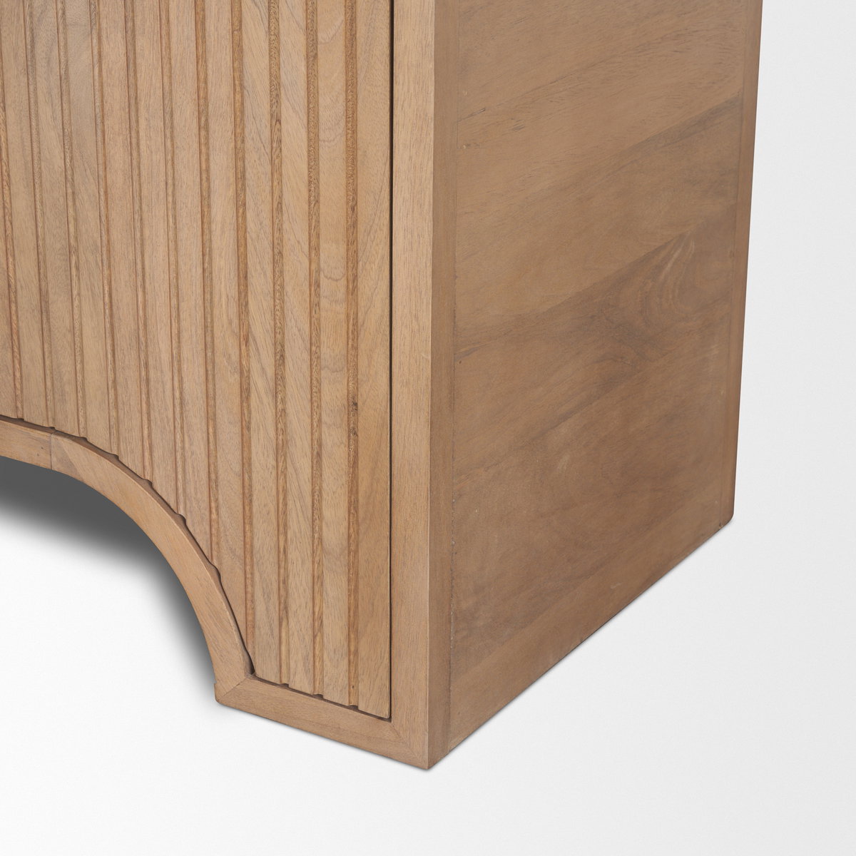 Sorina Reverse Fluted Light Brown Wood Curio Cabinet, Cabinets & Sideboard by Mercana, 36" length x 17" width x 72" height View 12