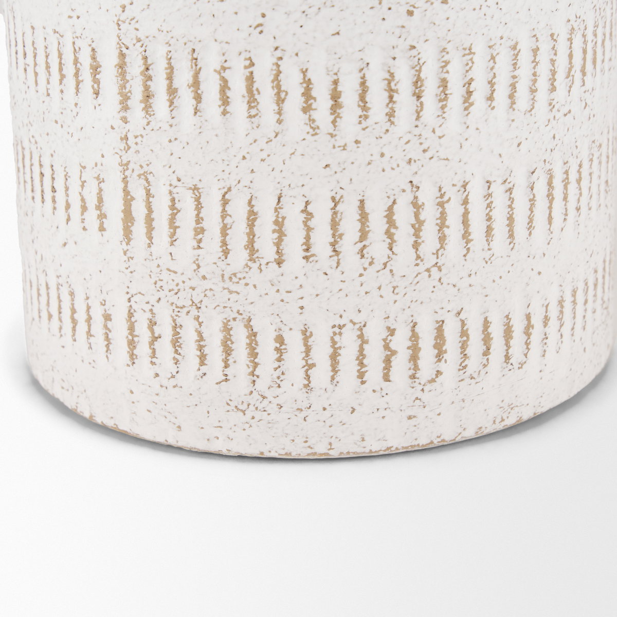 Tisha Small White with Terracotta Distressing Metal Vase, by Mercana, 5.91" length x 5.91" width x 11.42" height View 9