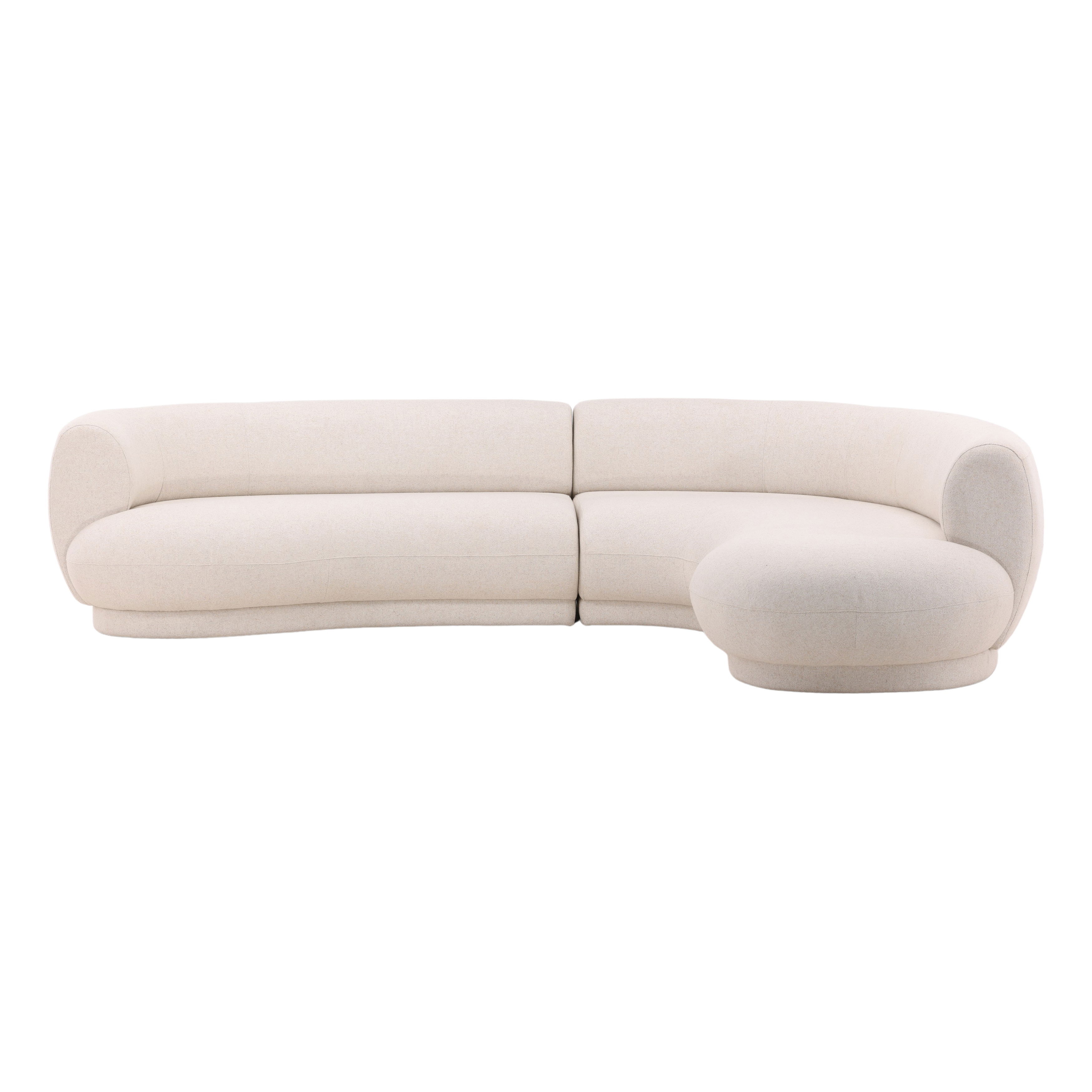 Lake Chaise Sectional Cream C0, Sectional Sofa by Dovetail, 127.87" width x 29.38" height x 95" depth View 1