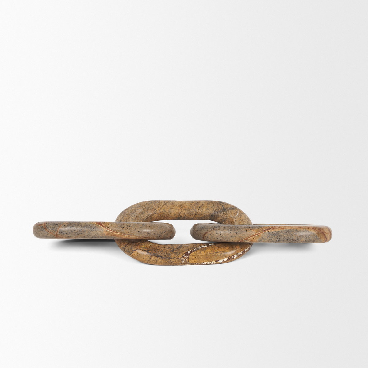 Reinir Red-Brown Marble Chain Link Decorative Object, by Mercana, 14" length x 4" width x 0.94" height View 6