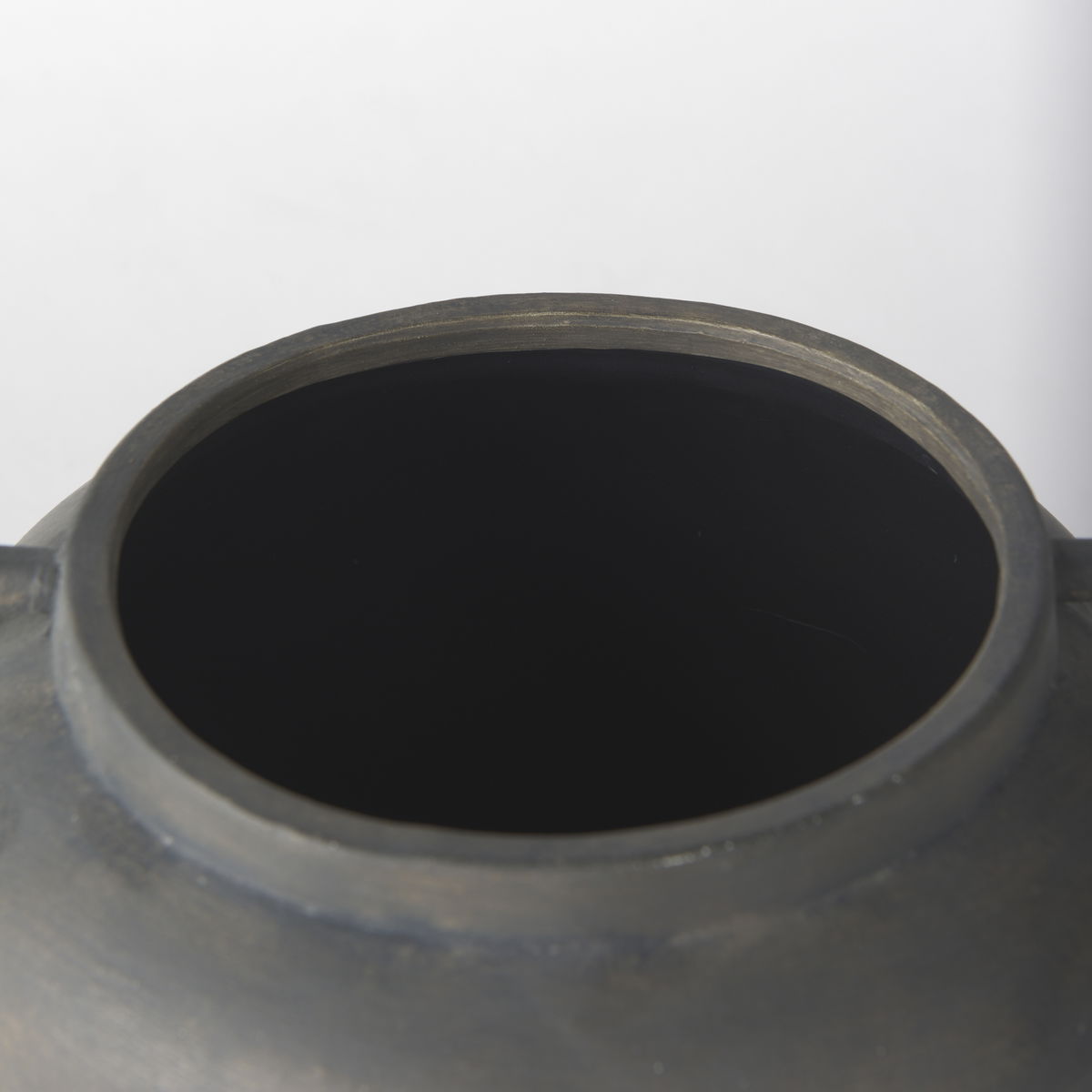 Kilian Short Brown-Gray Double Ear Vase, by Mercana, 9.45" length x 9.45" width x 8.46" height View 7