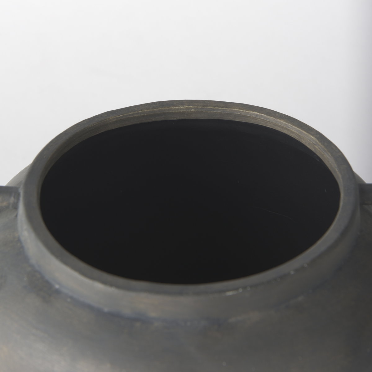Kilian Short Brown-Gray Double Ear Vase, by Mercana, 9.45" length x 9.45" width x 8.46" height View 7