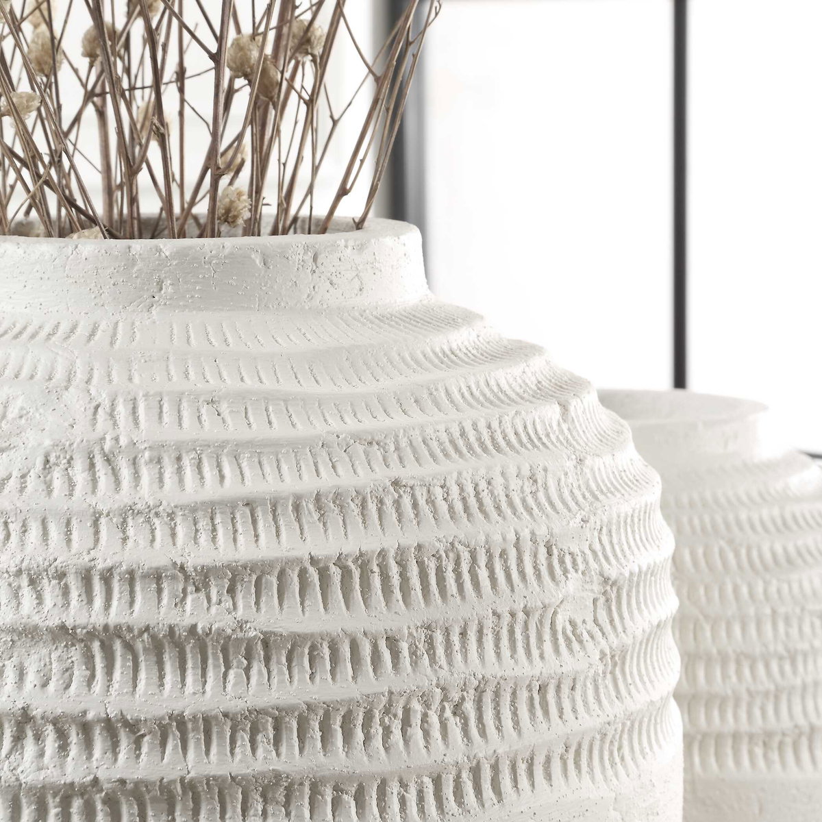 Luna Ridge White Ceramic Vases Set/2, by Uttermost, 11.75" width x 14.25" height x 11.75" depth View 6